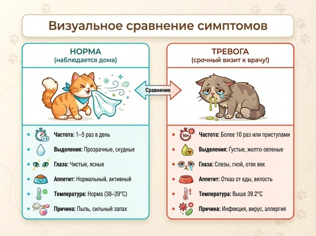 симптомы чихания у кошек инфографика