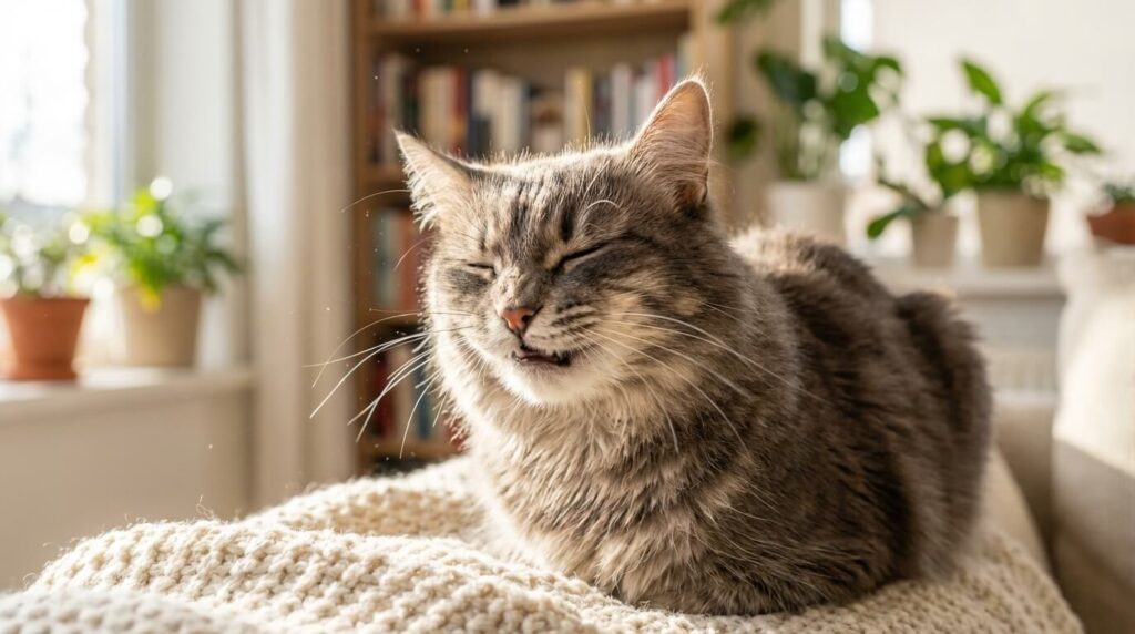 кошка чихает