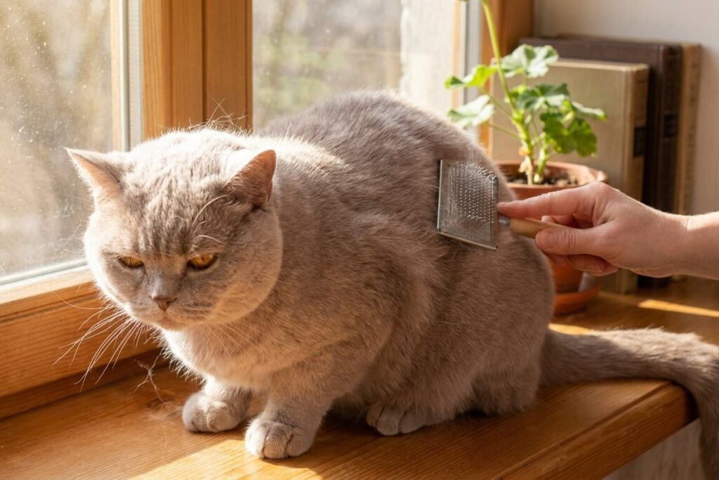 вычесывание британской кошки